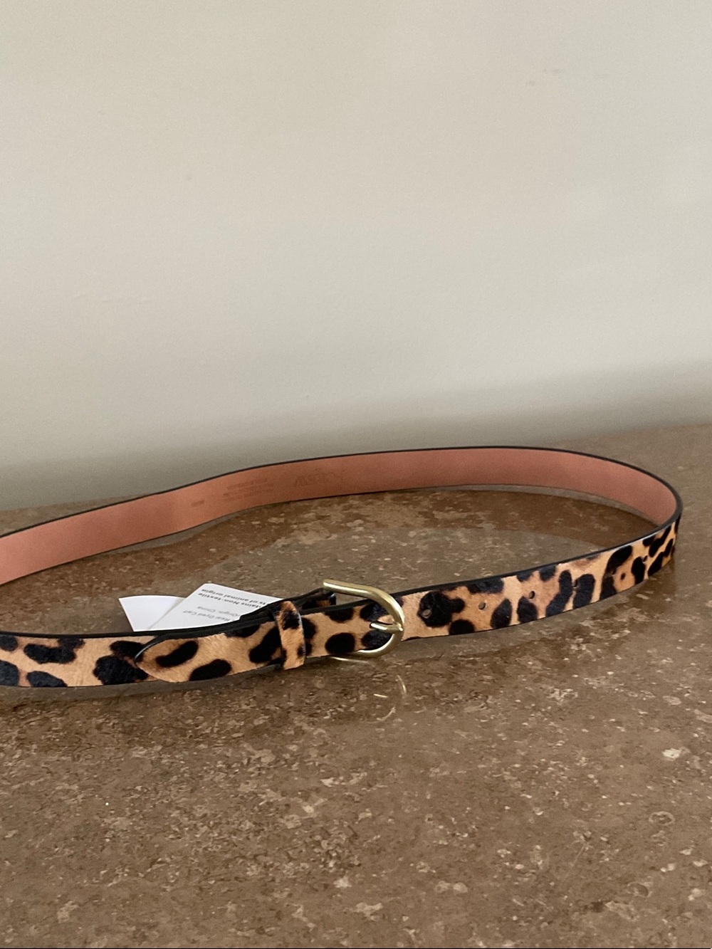 J. Crew Leopard Print Skinny Belt with Gold Buckle, NWT